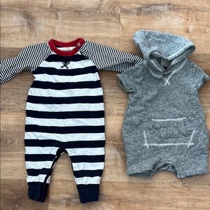 Gap Striped and Gray Baby Rompers Bundle